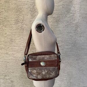 VINTAGE BROWN LEATHER MYRA BAY ROCKABILLY STYLE COWHIDE PURSE